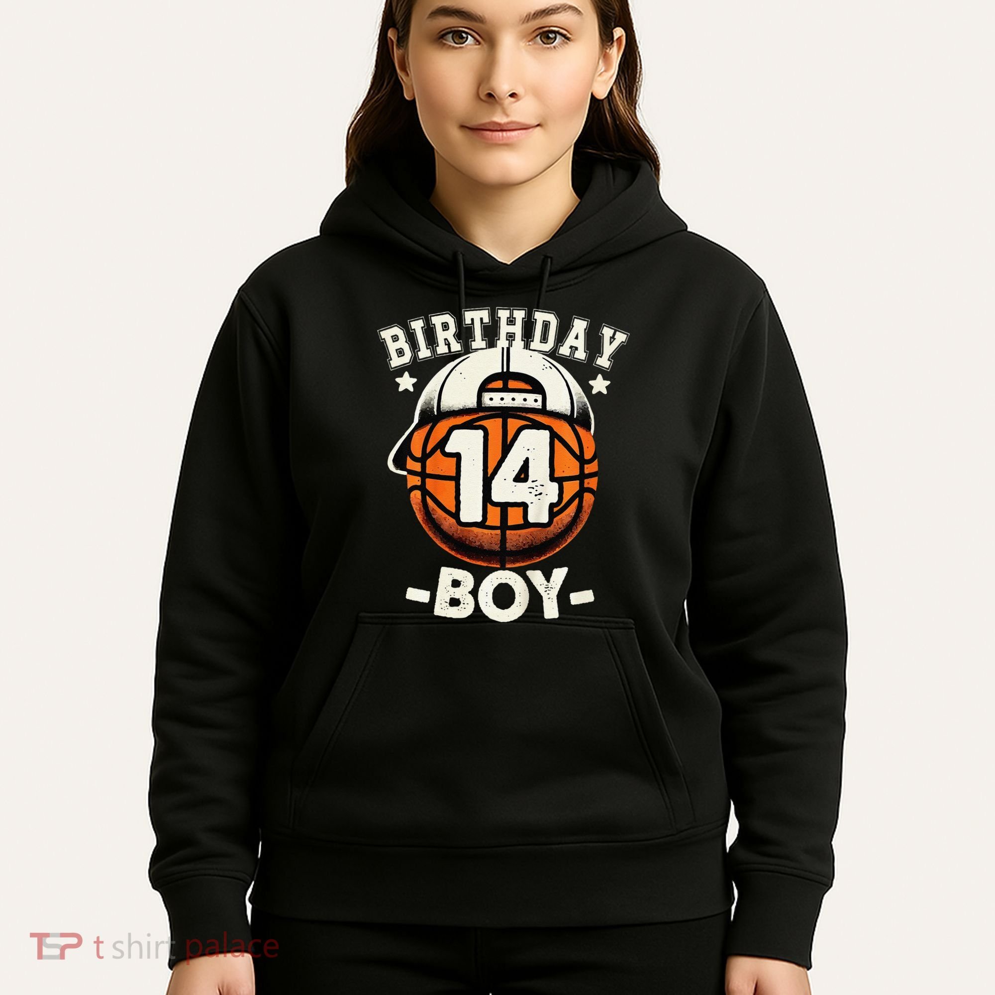 14th Birthday 14 Year Old Basketball Theme Decorations Hoodie