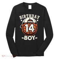 14th Birthday 14 Year Old Basketball Theme Decorations Long Sleeve Shirt thumb 0