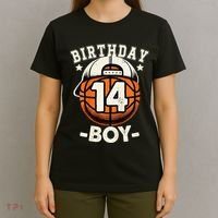 14th Birthday 14 Year Old Basketball Theme Decorations T-Shirt thumb 4