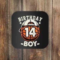 14th Birthday 14 Year Old Basketball Theme Decorations Coaster thumb 0