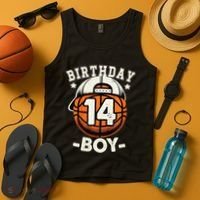 14th Birthday 14 Year Old Basketball Theme Decorations Tank Top thumb 4
