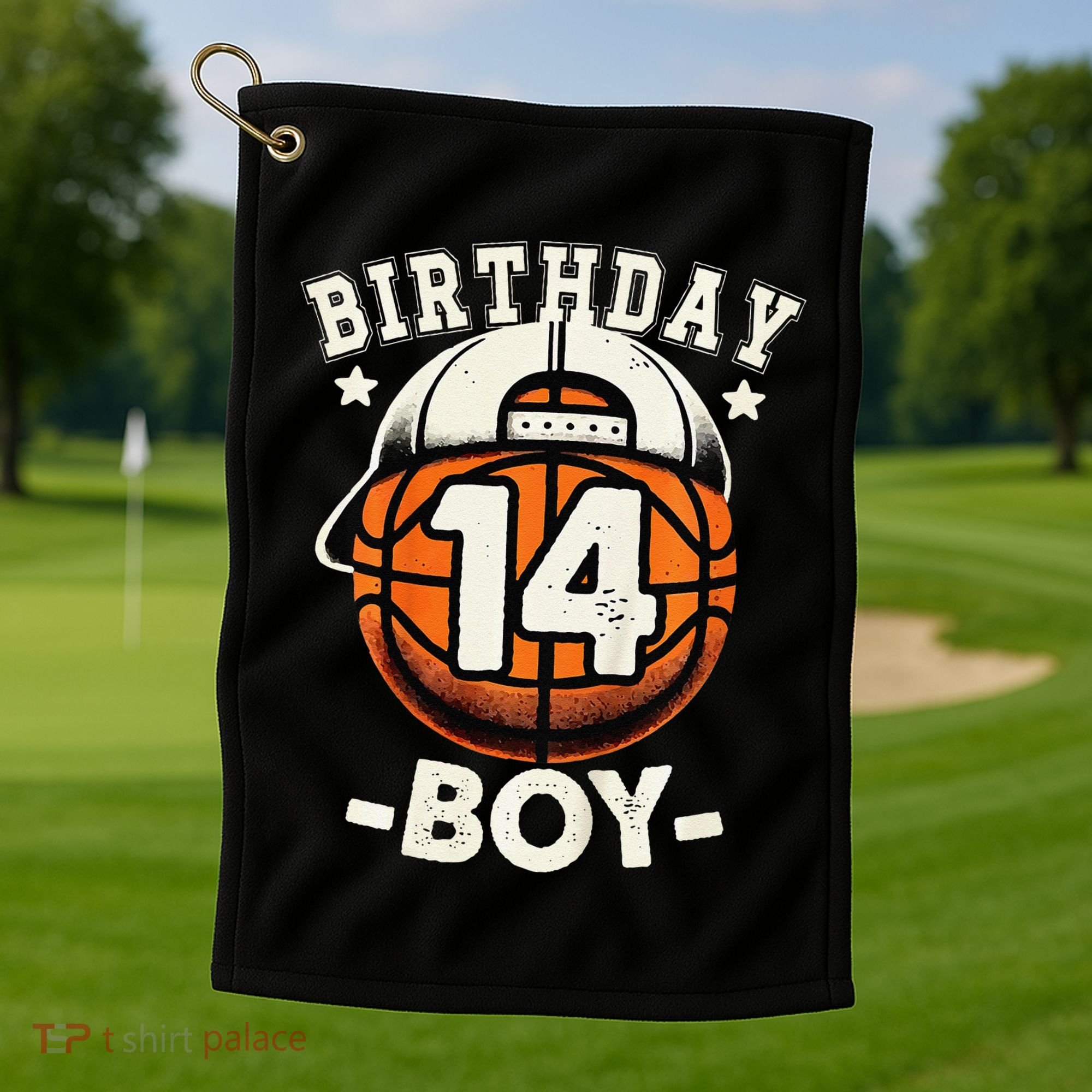 14th Birthday 14 Year Old Basketball Theme Decorations Golf Towel