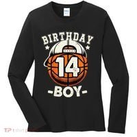 14th Birthday 14 Year Old Basketball Theme Decorations Women's Long Sleeve Shirt thumb 0