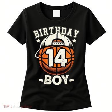 14th Birthday 14 Year Old Basketball Theme Decorations Women's T-Shirt