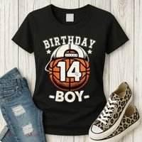 14th Birthday 14 Year Old Basketball Theme Decorations Women's T-Shirt thumb 3