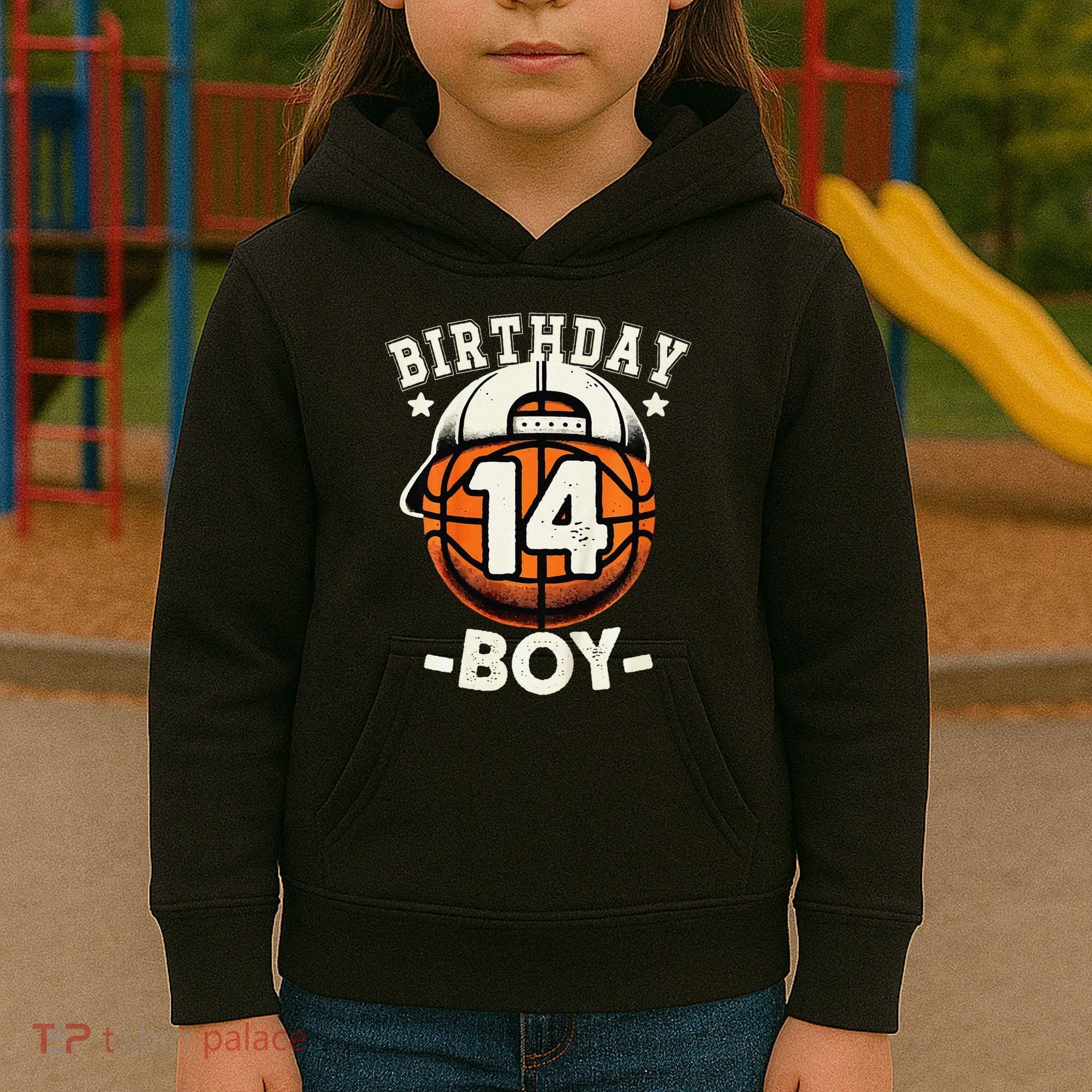14th Birthday 14 Year Old Basketball Theme Decorations Kids Hoodie