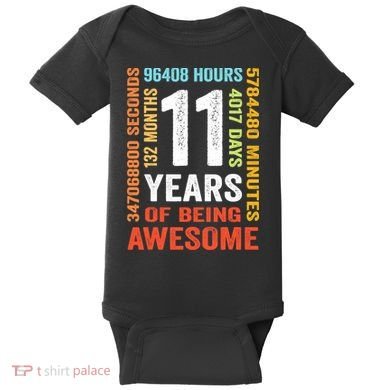 11th Birthday 11 Years Old Vintage Retro 132 Months Baby Bodysuit