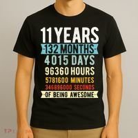 11th Birthday 11 Years Old Vintage Retro 132 Months Shirt T-Shirt thumb 3