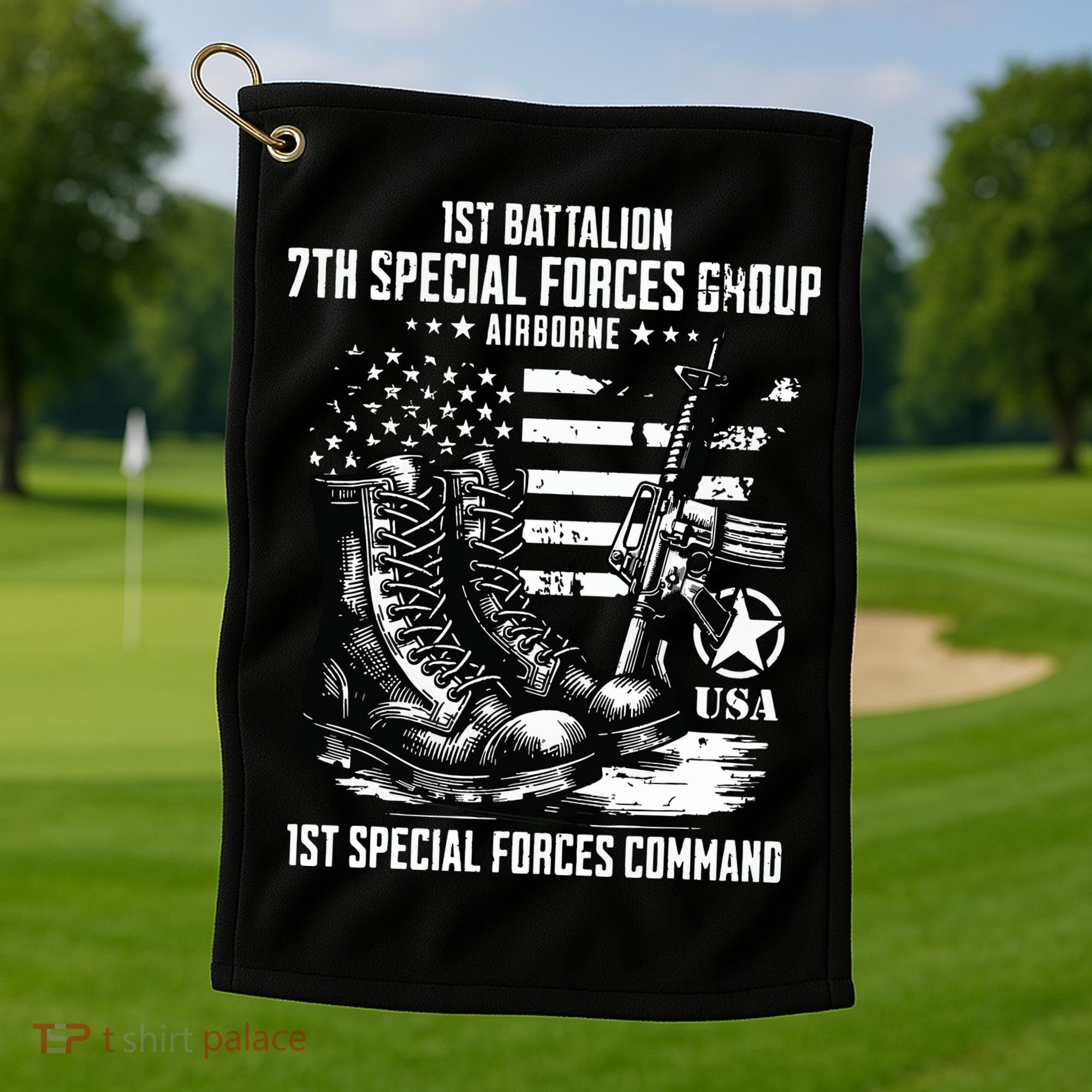 1st Battalion 7th Special Forces Group Airborne Veteran Golf Towel