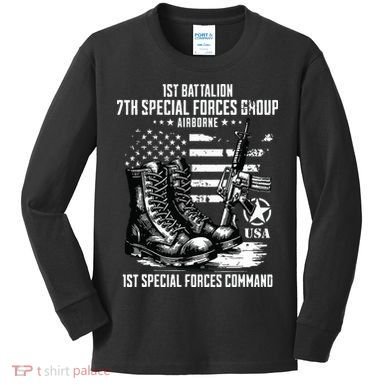 1st Battalion 7th Special Forces Group Airborne Veteran Kids Long Sleeve Shirt