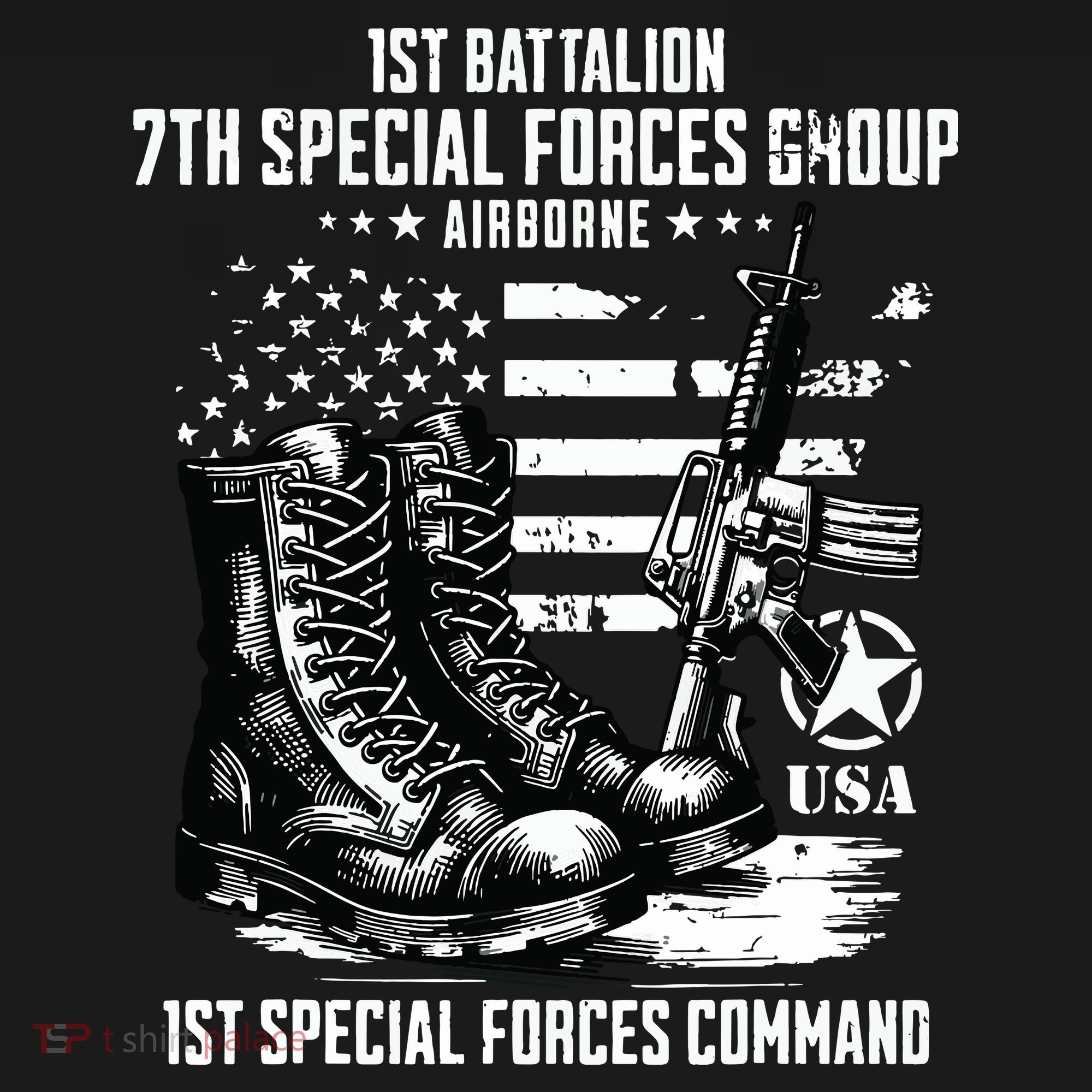 1st Battalion 7th Special Forces Group Airborne Veteran Kids Long Sleeve Shirt