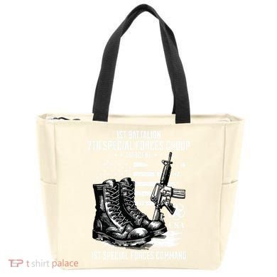 1st Battalion 7th Special Forces Group Airborne Veteran Tote Bag