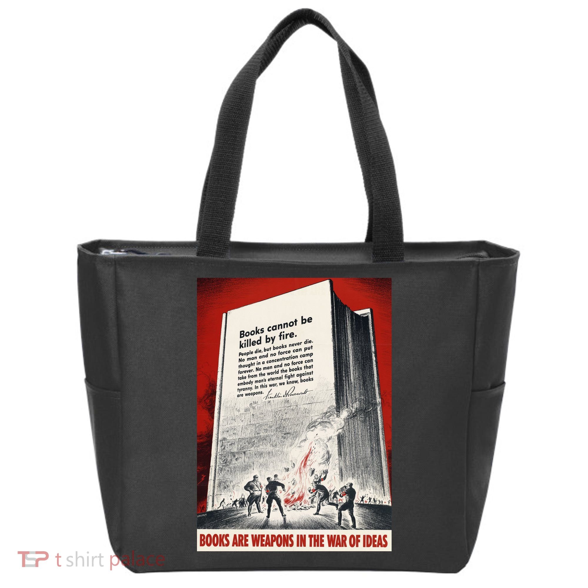 1940s Books Are Weapons Book Burning Wwii Propaganda War Poster Tote Bag