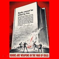 1940s Books Are Weapons Book Burning Wwii Propaganda War Poster Santa Hat thumb 1