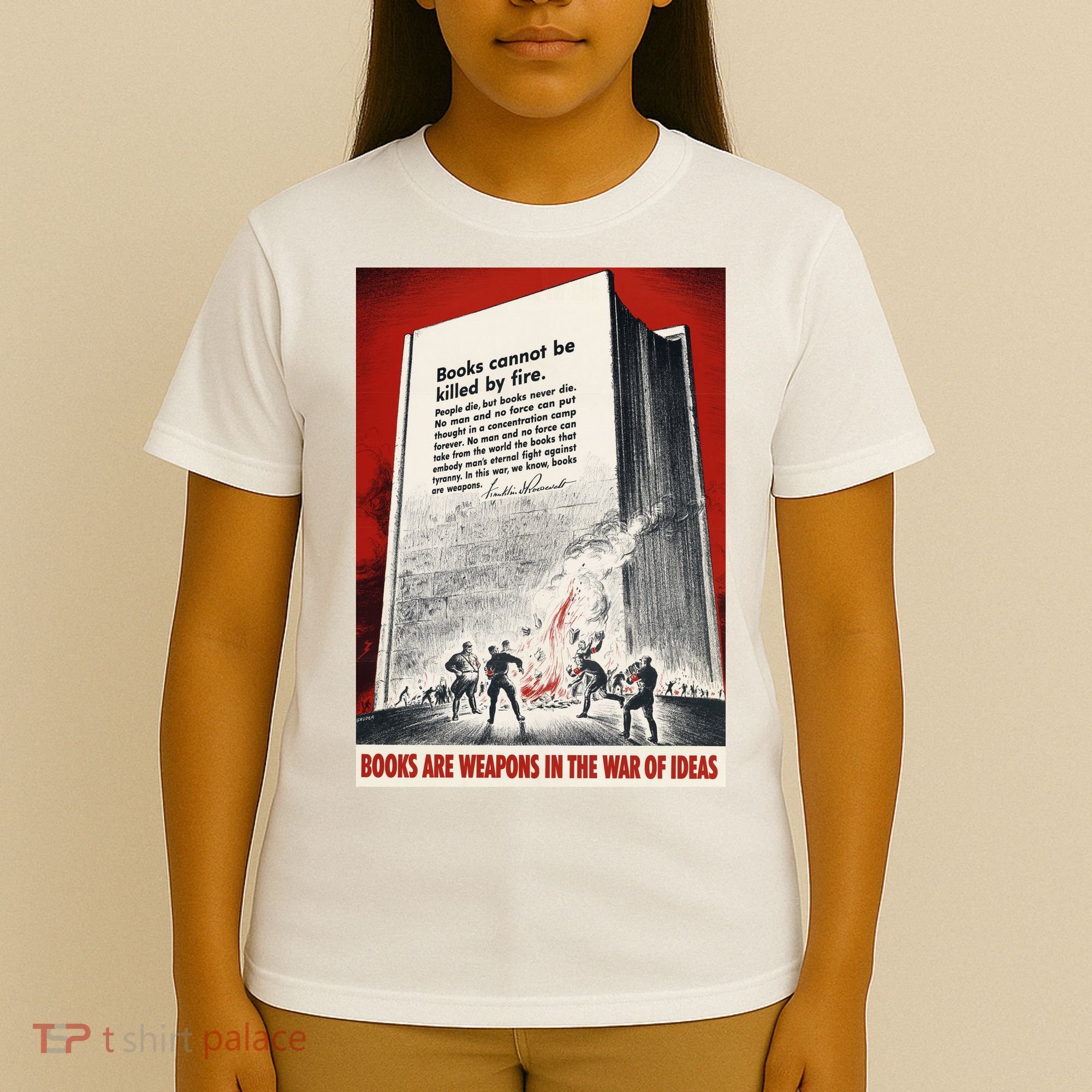 1940s Books Are Weapons Book Burning Wwii Propaganda War Poster T-Shirt