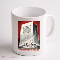 1940s Books Are Weapons Book Burning Wwii Propaganda War Poster Coffee Mug thumb 1