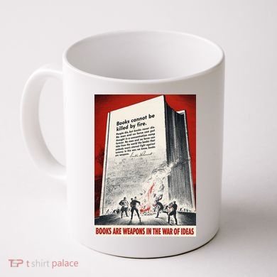 1940s Books Are Weapons Book Burning Wwii Propaganda War Poster Coffee Mug