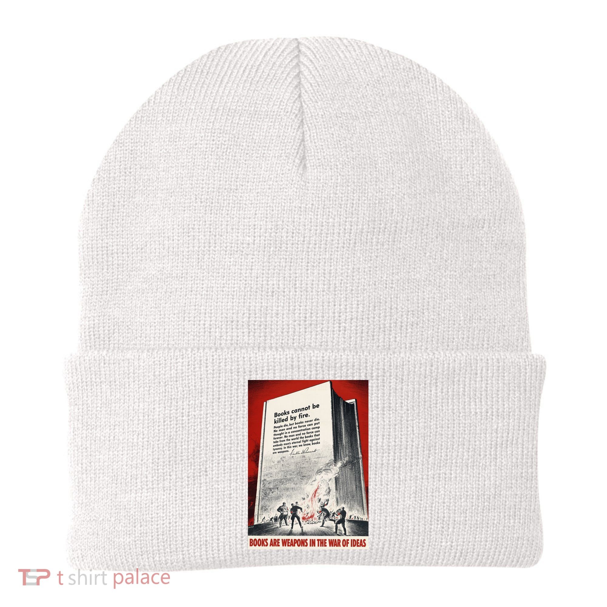 1940s Books Are Weapons Book Burning Wwii Propaganda War Poster Beanie