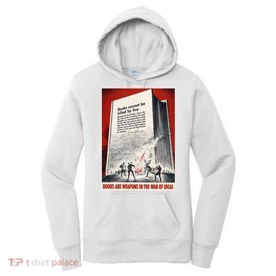 1940s Books Are Weapons Book Burning Wwii Propaganda War Poster Women's Hoodie