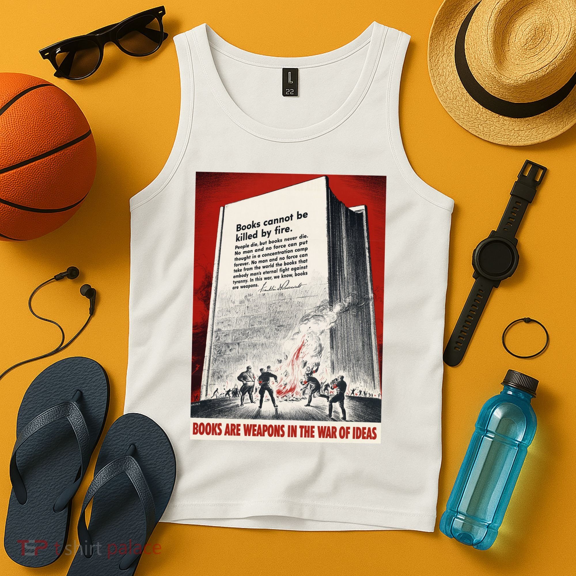 1940s Books Are Weapons Book Burning Wwii Propaganda War Poster Tank Top