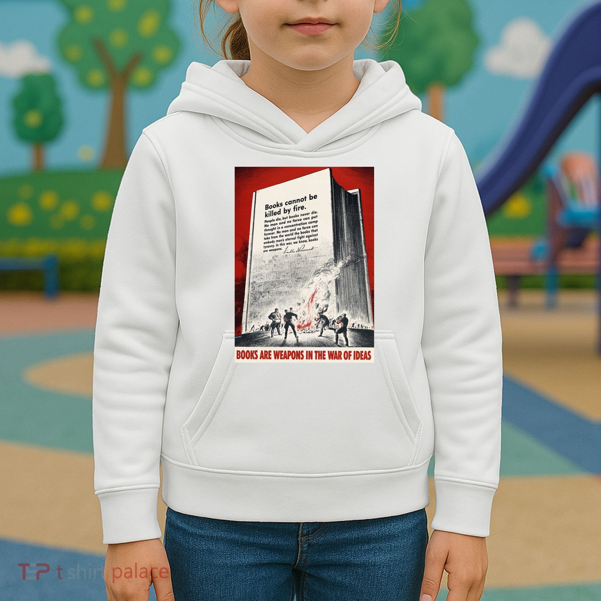 1940s Books Are Weapons Book Burning Wwii Propaganda War Poster Kids Hoodie