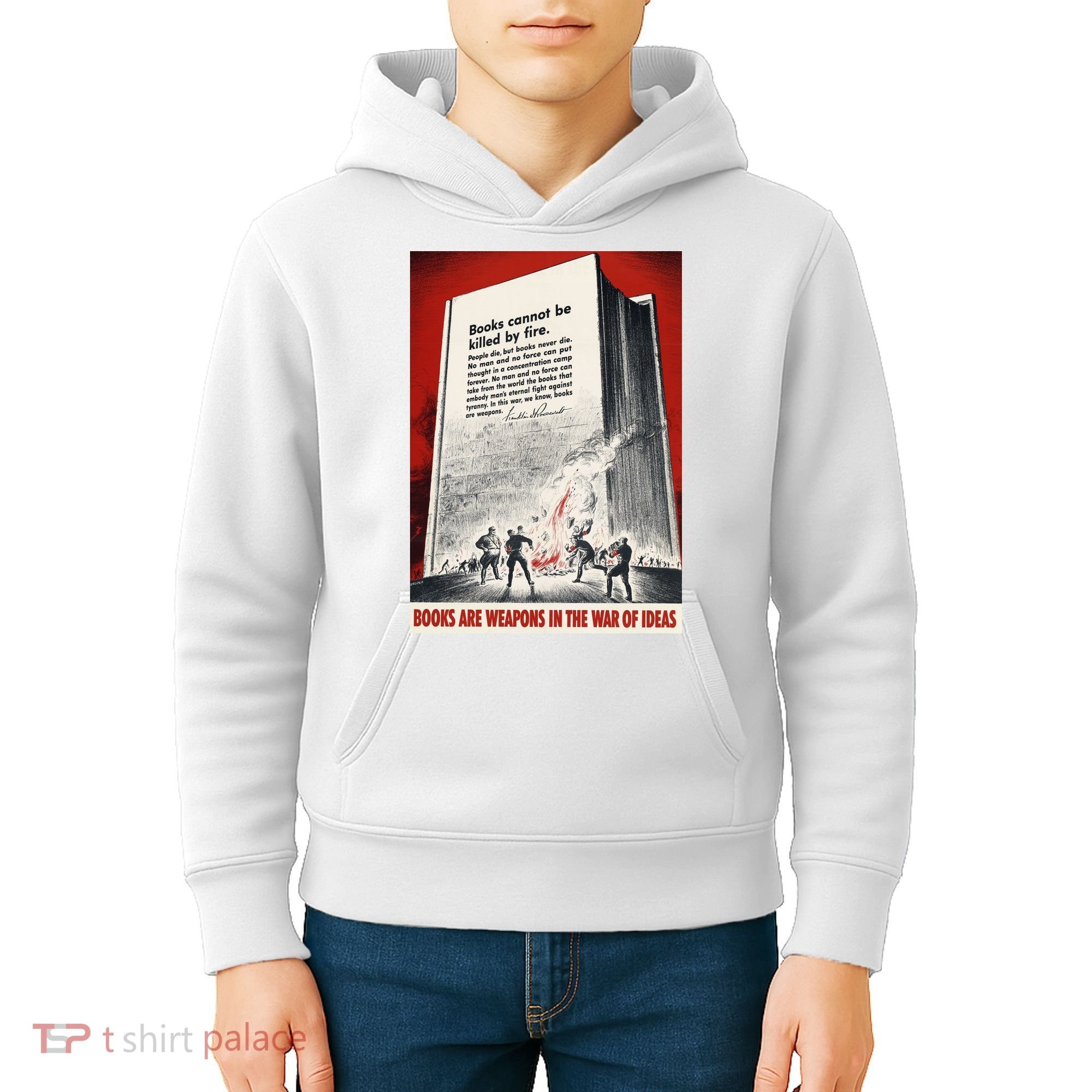 1940s Books Are Weapons Book Burning Wwii Propaganda War Poster Kids Hoodie