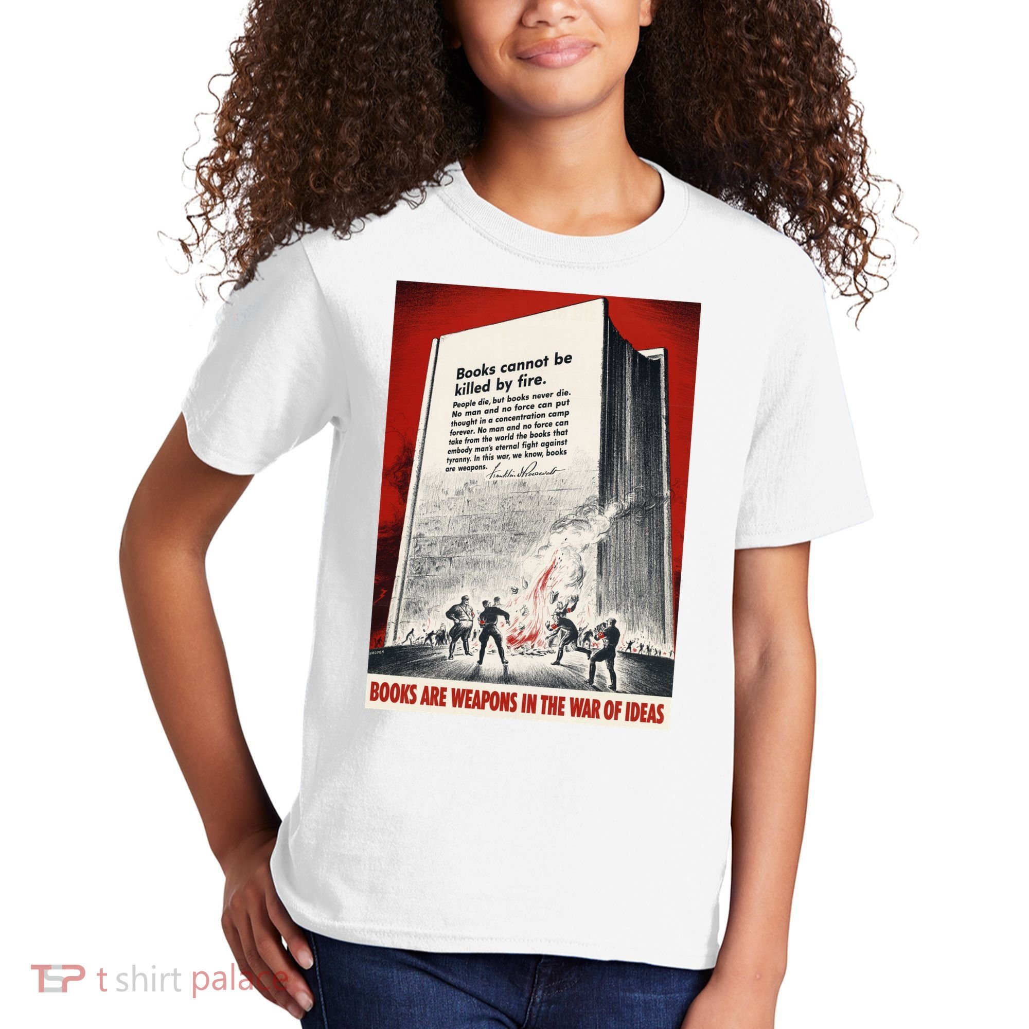 1940s Books Are Weapons Book Burning Wwii Propaganda War Poster Kids T-Shirt
