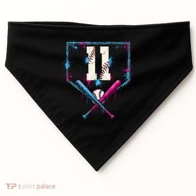 11th Birthday Baseball Home Plate Drip Ice Cream Sprinkle USA-Made Doggie Bandana