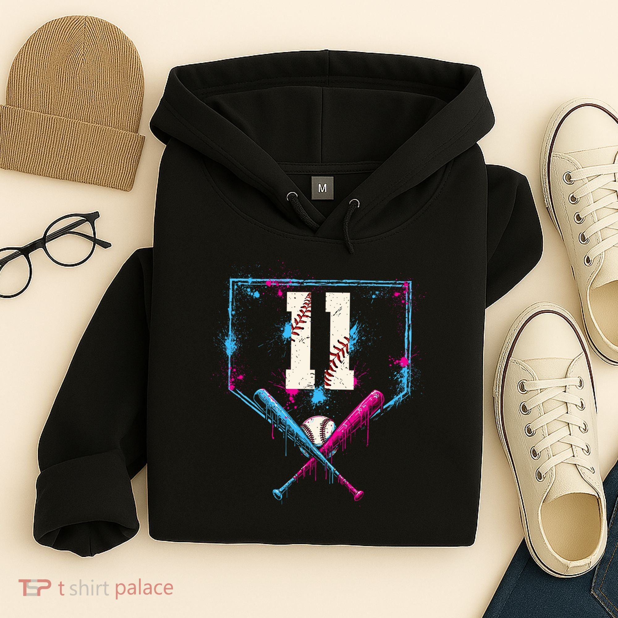 11th Birthday Baseball Home Plate Drip Ice Cream Sprinkle Hoodie