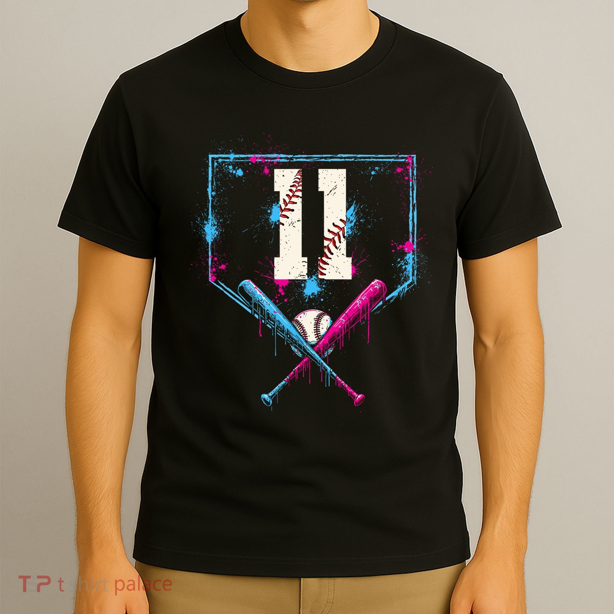 11th Birthday Baseball Home Plate Drip Ice Cream Sprinkle T-Shirt