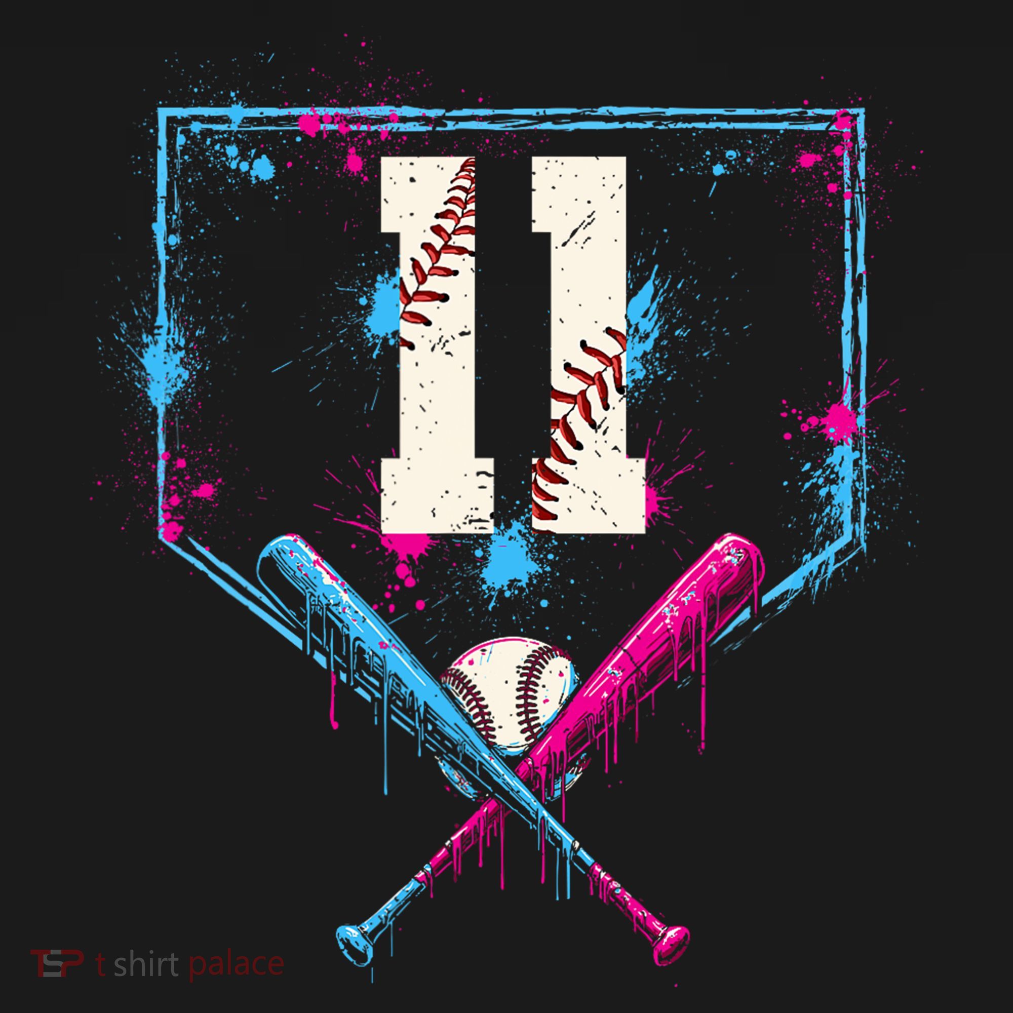 11th Birthday Baseball Home Plate Drip Ice Cream Sprinkle T-Shirt