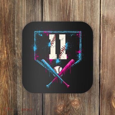 11th Birthday Baseball Home Plate Drip Ice Cream Sprinkle Coaster