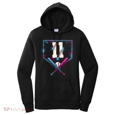 11th Birthday Baseball Home Plate Drip Ice Cream Sprinkle Women's Hoodie