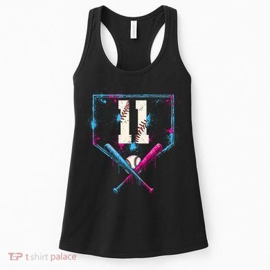 11th Birthday Baseball Home Plate Drip Ice Cream Sprinkle Women's Tank Top