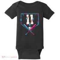 11th Birthday Baseball Home Plate Drip Ice Cream Sprinkle Baby Bodysuit thumb 0