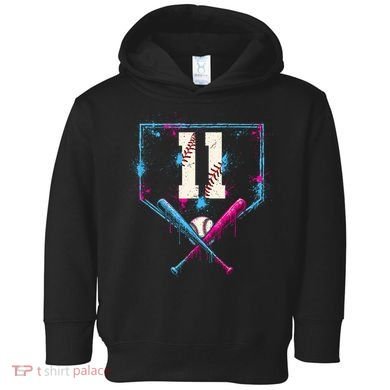 11th Birthday Baseball Home Plate Drip Ice Cream Sprinkle Toddler Hoodie