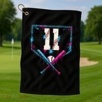 11th Birthday Baseball Home Plate Drip Ice Cream Sprinkle Golf Towel thumb 1