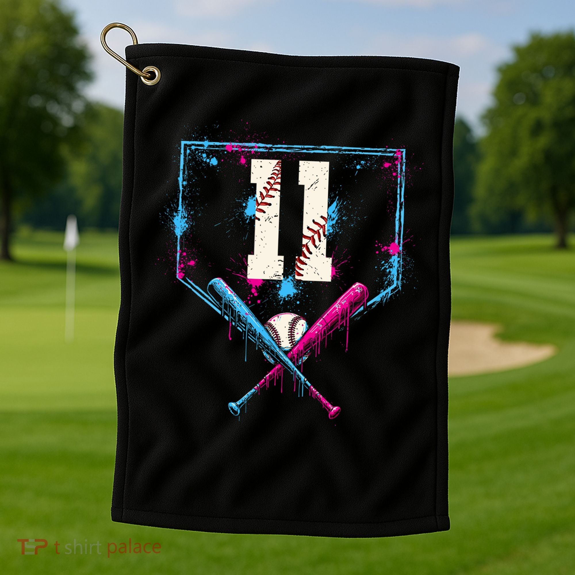 11th Birthday Baseball Home Plate Drip Ice Cream Sprinkle Golf Towel