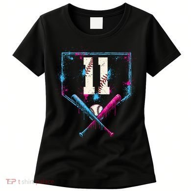 11th Birthday Baseball Home Plate Drip Ice Cream Sprinkle Women's T-Shirt
