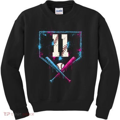 11th Birthday Baseball Home Plate Drip Ice Cream Sprinkle Kids Sweatshirt