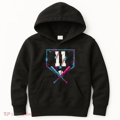 11th Birthday Baseball Home Plate Drip Ice Cream Sprinkle Kids Hoodie