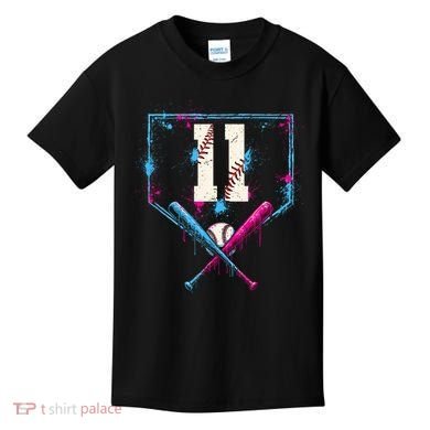11th Birthday Baseball Home Plate Drip Ice Cream Sprinkle Kids T-Shirt