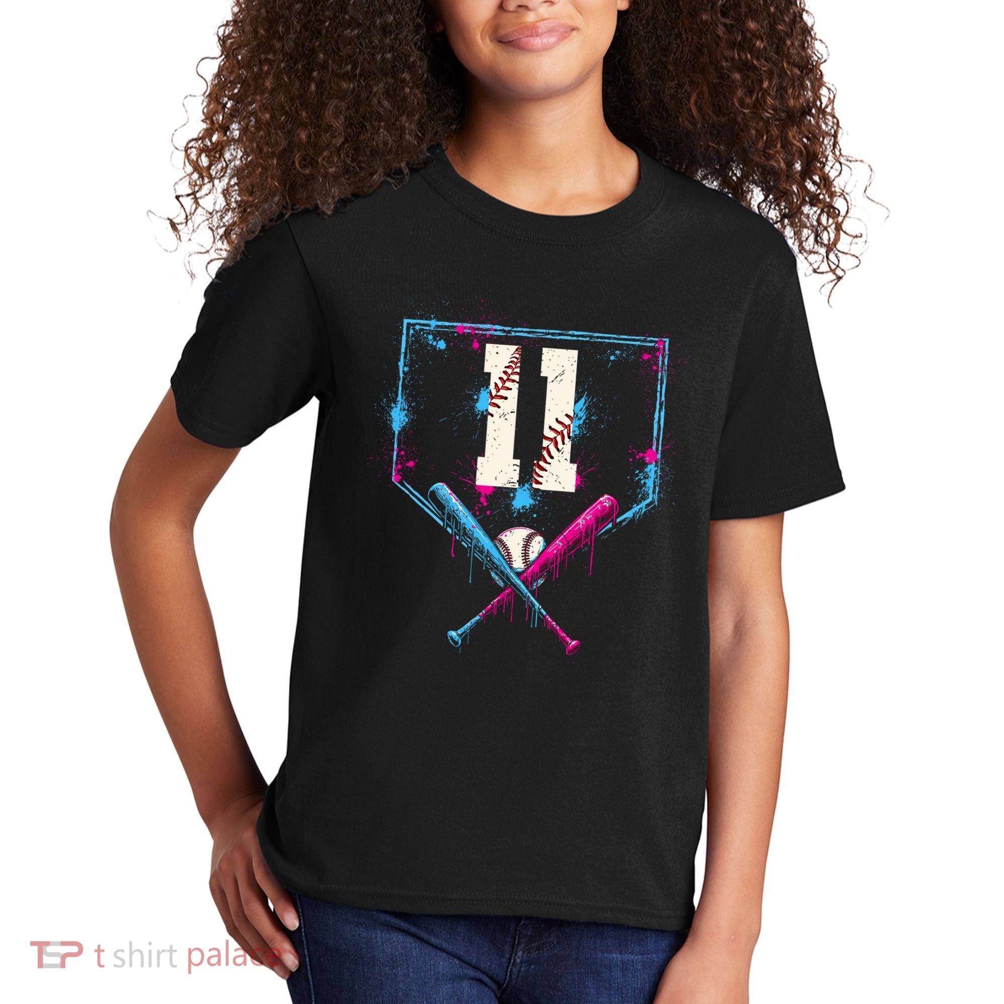 11th Birthday Baseball Home Plate Drip Ice Cream Sprinkle Kids T-Shirt