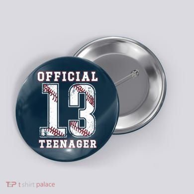 13th Birthday Boy Party Baseball Teenage Button