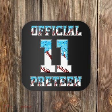 11th Birthday Baseball Drip Preteen Coaster