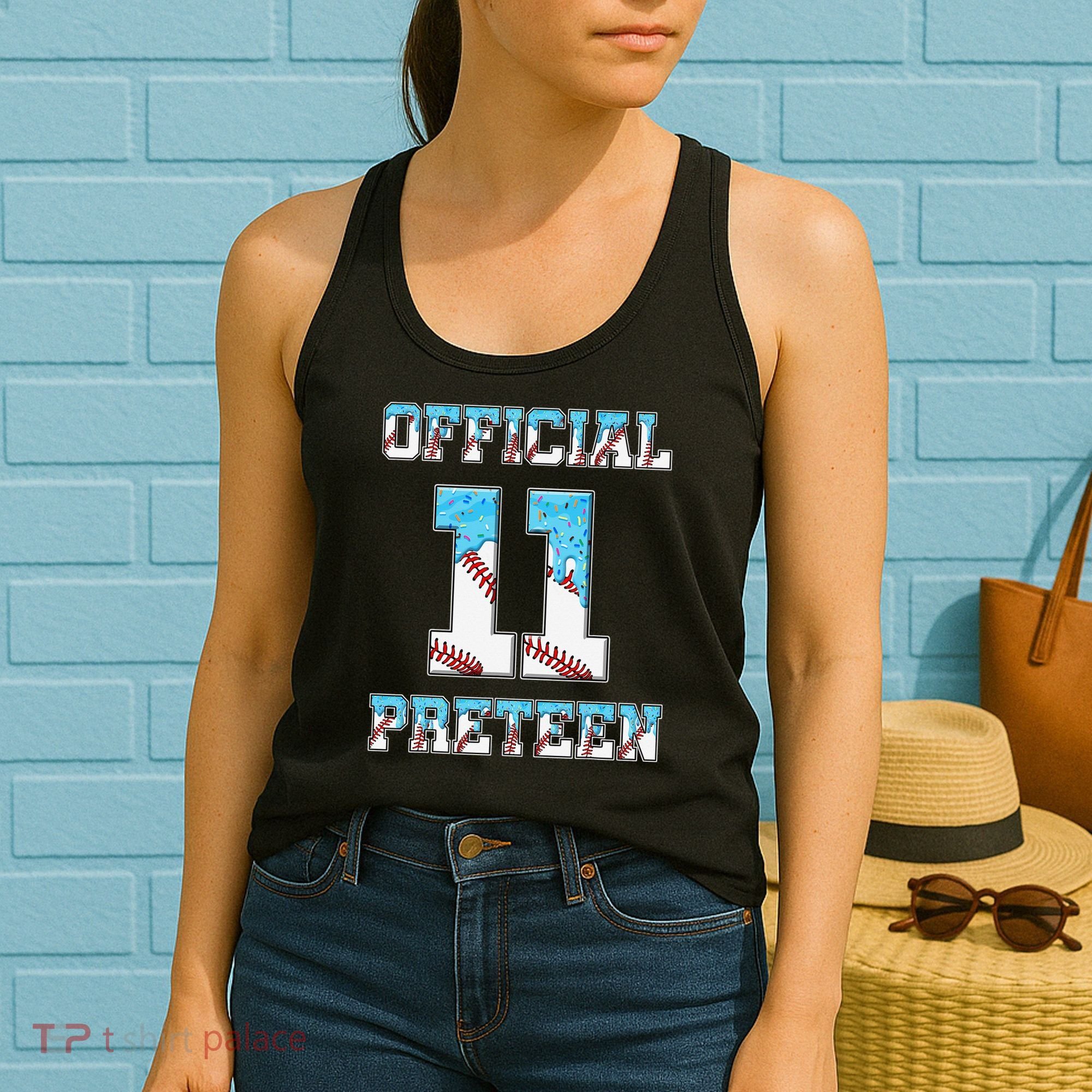 11th Birthday Baseball Drip Preteen Women's Tank Top