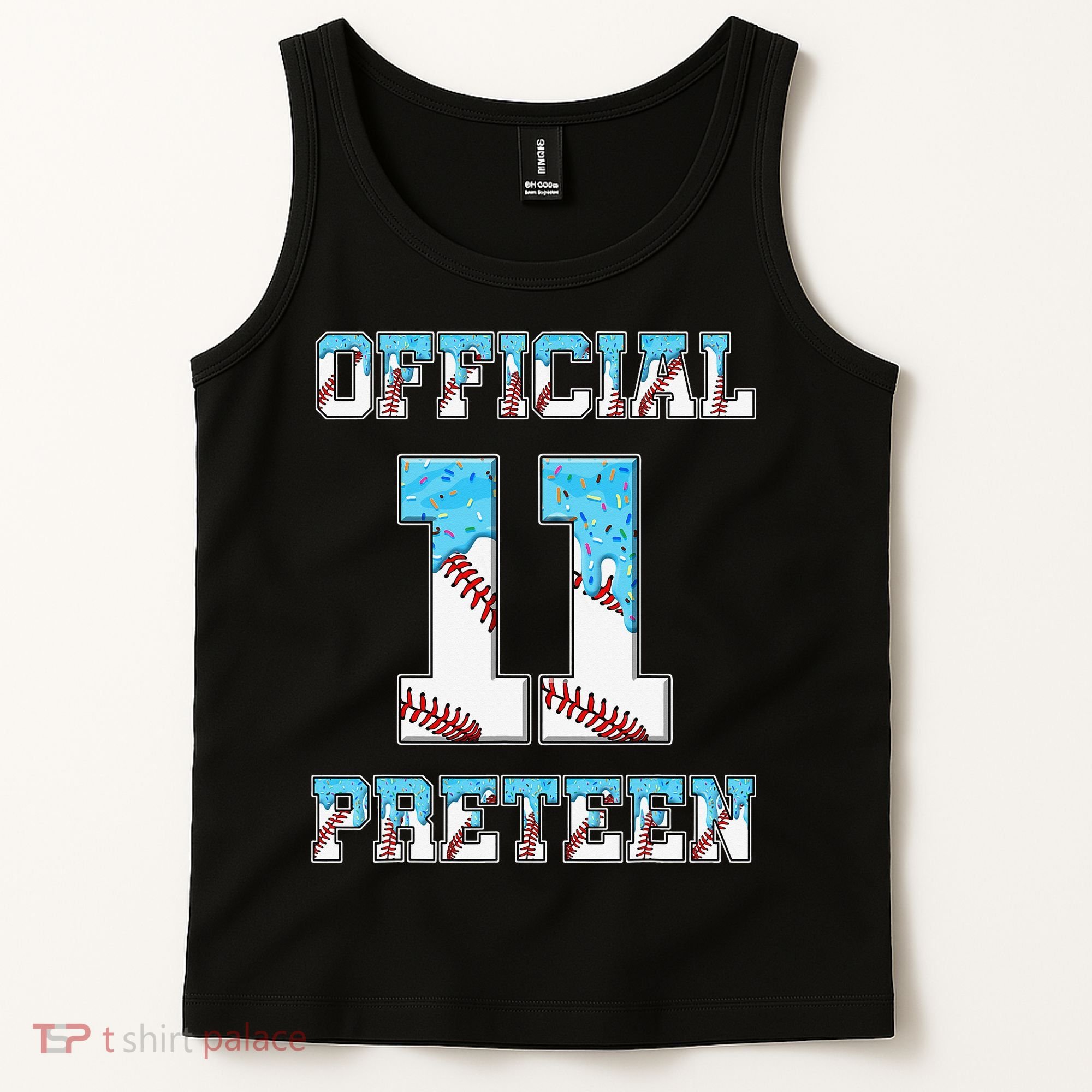 11th Birthday Baseball Drip Preteen Tank Top
