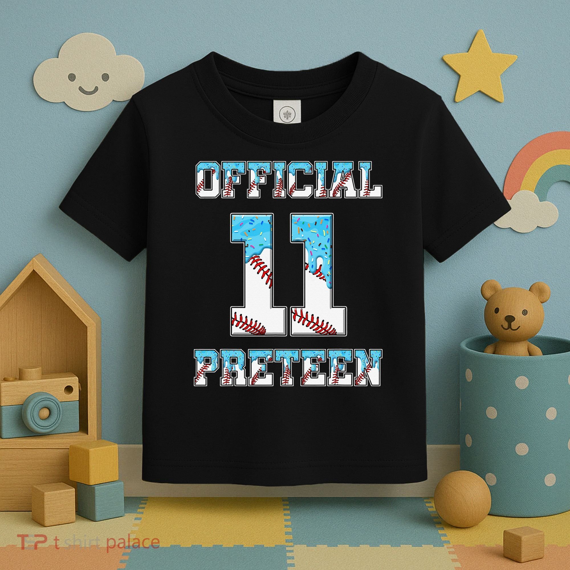 11th Birthday Baseball Drip Preteen Toddler T-Shirt