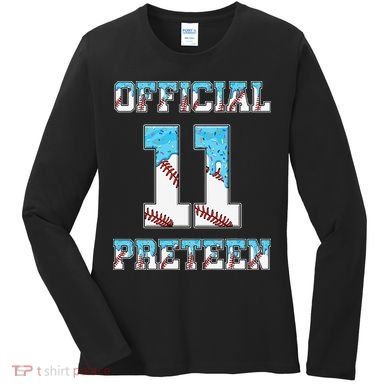 11th Birthday Baseball Drip Preteen Women's Long Sleeve Shirt