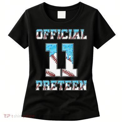 11th Birthday Baseball Drip Preteen Women's T-Shirt